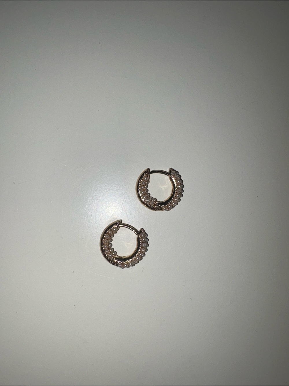 Anthropologie Gold Mini Pearls-Accented Mini Hoop Earrings